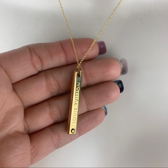 LOUIS VUITTON Bar Charm Necklace 16” or 18” Chain - Picture 5 of 11
